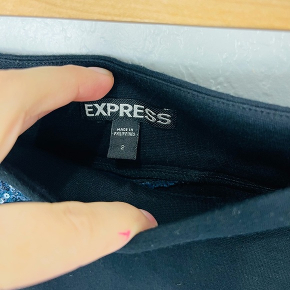 EXPRESS BLUE SEQUINS BODY CON MINI SKIRT - Picture 4 of 5